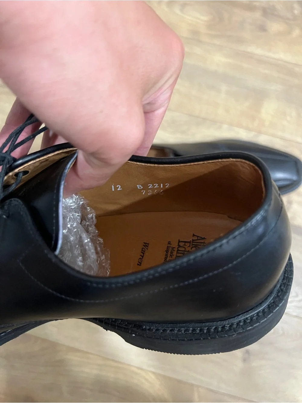 Allen Edmond Warren Black Leather Dress Shoes - sz 12B NEW W/O BOX